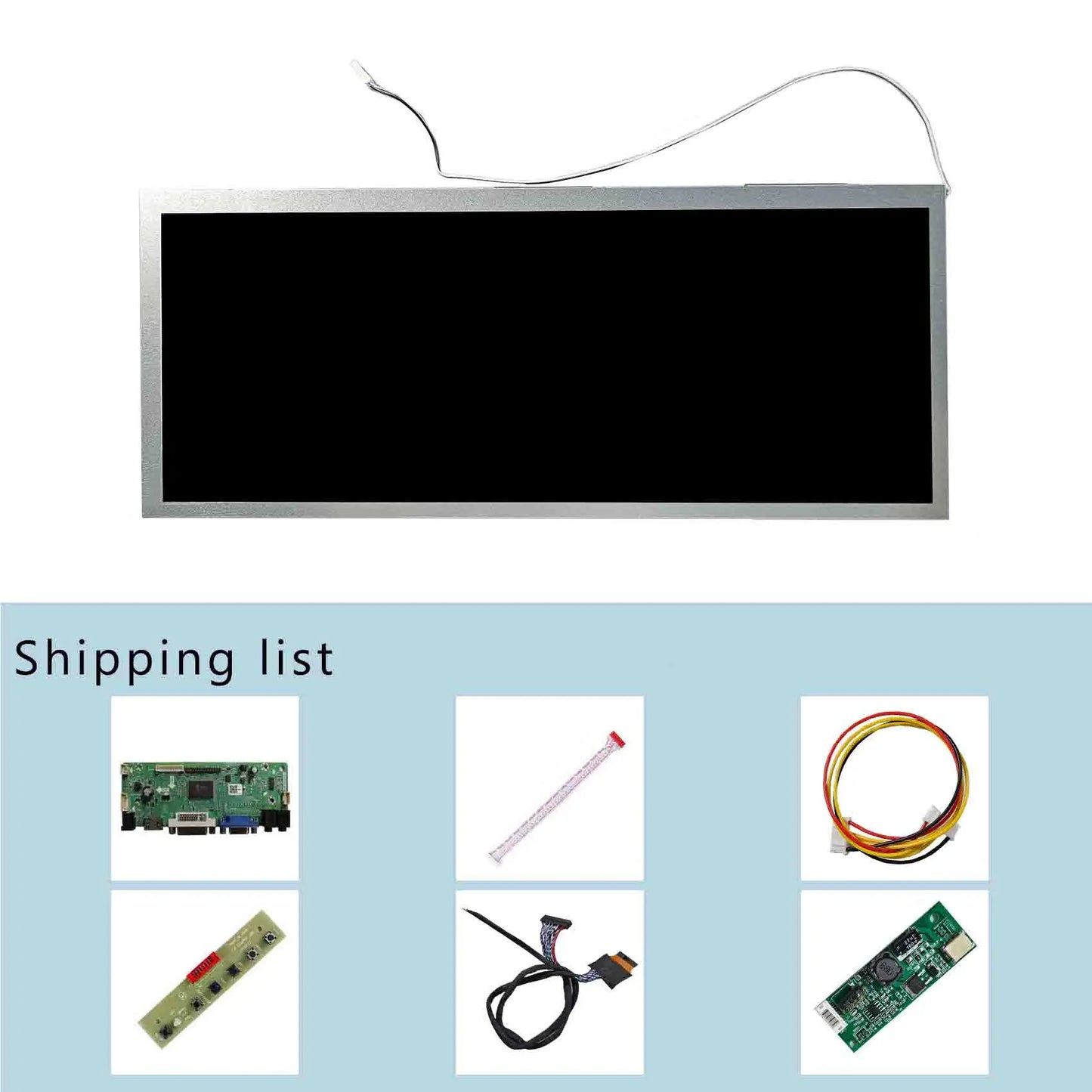 Universal Ips Display Advertising Screen Stretch Bar Lcd Display 12.3Inch 1920X720 Car Lcd Screen With Vga Dvi Lcd Board