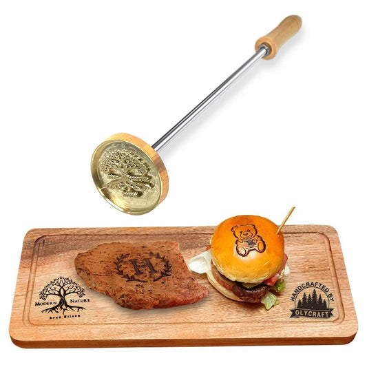 Wood Crafts Wedding Event DIY Personalize Kitchen Hotel Steak Food Coconut Burger Cake Customized Fire Branding Iron Stamp Tool
