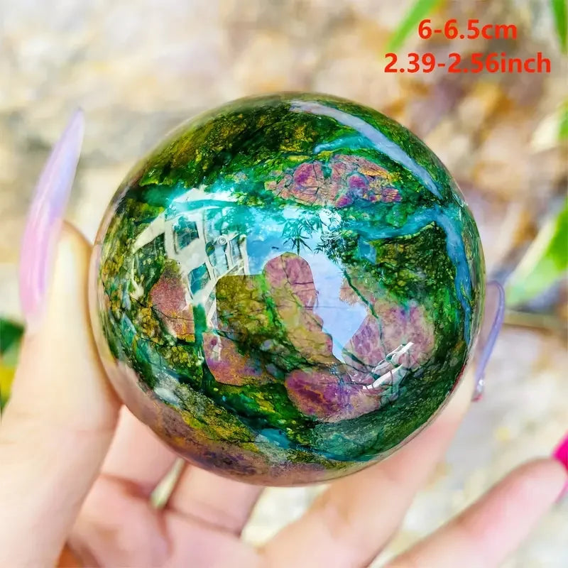 Wholesale High Quality Natural Healing Crystal Craft Fanshi Red Corundum Ball Feng Shui Home Decoration Gift  Barklyite