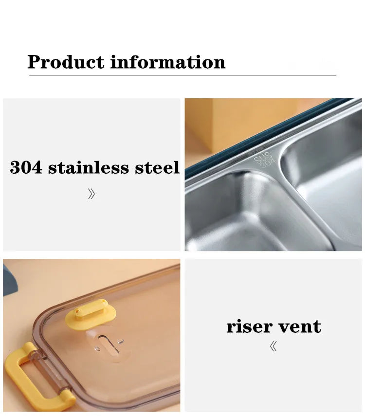 304 Stainless Steel Thermal Lunch Box Office Worker Bento Box Single/Double Layer Student Children Food Storage Container Store