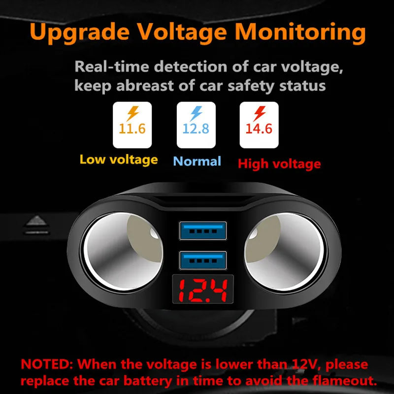 3.1A Dual USB Car Charger 2 Port LCD Display 12-24V Cigarette Socket Lighter Fast Car Charger Power Adapter Car Styling