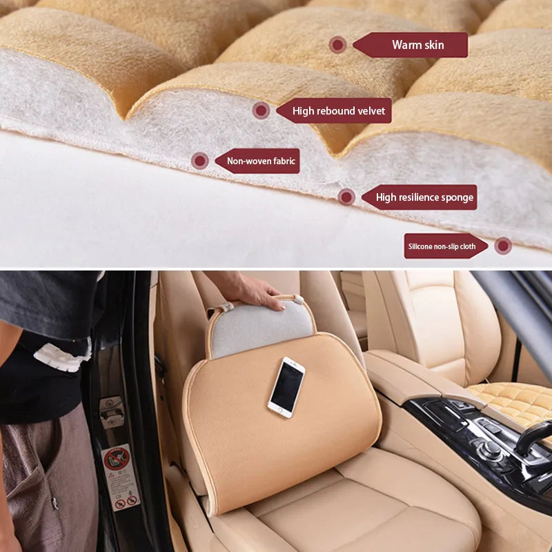 SEAMETAL Pink Car Seat Cover for Women Winter Warm Plush Vehicle Seat Cushion Anti-Slip Seat Protector Universal for Suv Sedan