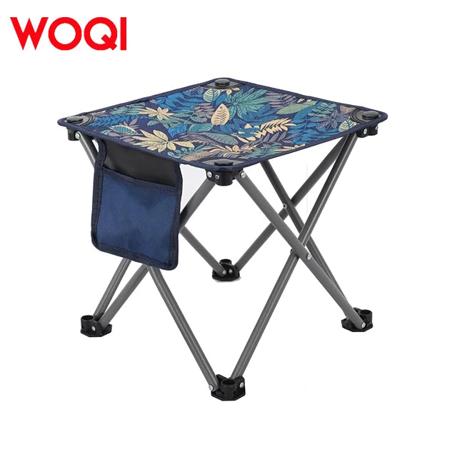 WOQI Factory Wholesale Customized Camping Benches with Side Bags Outdoor Fishing Hiking Travel Folding Benches