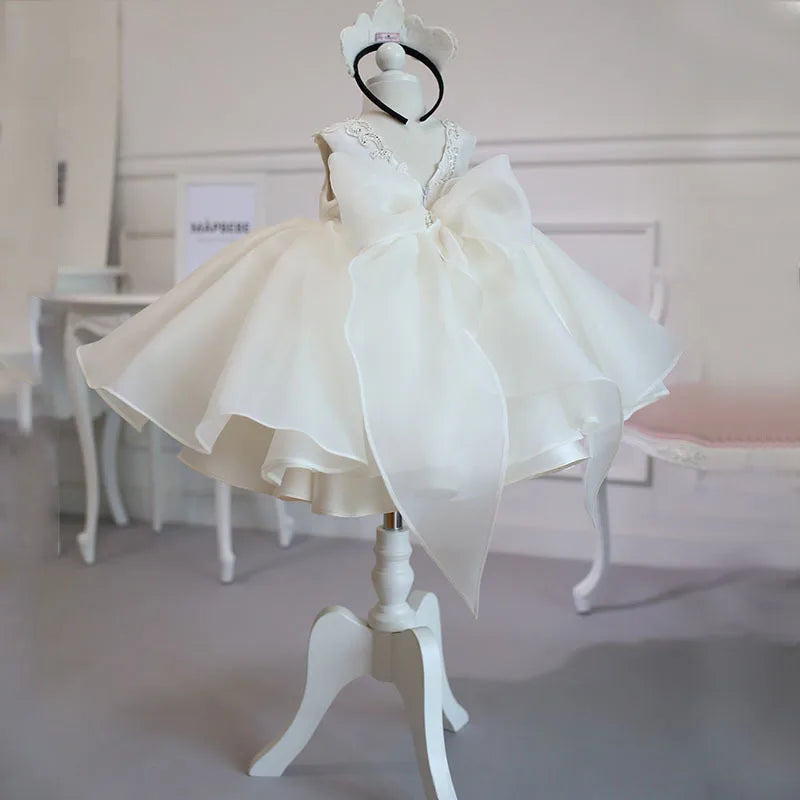 2024 Summer Baby Dress For Girls 1 Year Birthday Baptism Tutu Dresses Princess Toddler Girl Wedding  Party Dress Kids Clothes