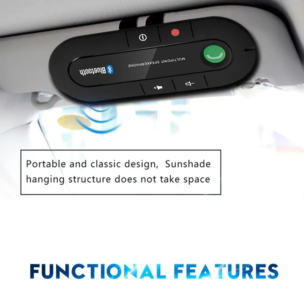USB Bluetooth Handsfree Car Kit Wireless Bluetooth Speaker Phone MP3 Music Player Sun Visor Clip Speakerphone Charger no aux
