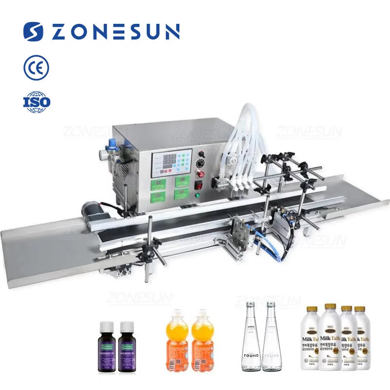 ZONESUN Automatic Desktop CNC Peristaltic Pump Liquid Filling Machine With Conveyor for Perfume Filling Machine Water Filler