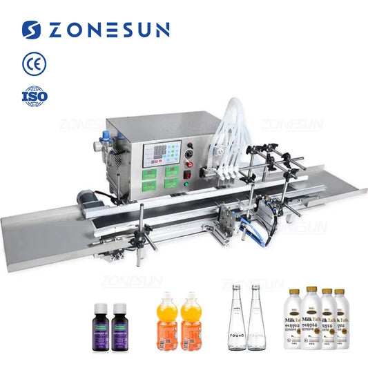 ZONESUN Automatic Desktop CNC Peristaltic Pump Liquid Filling Machine With Conveyor for Perfume Filling Machine Water Filler