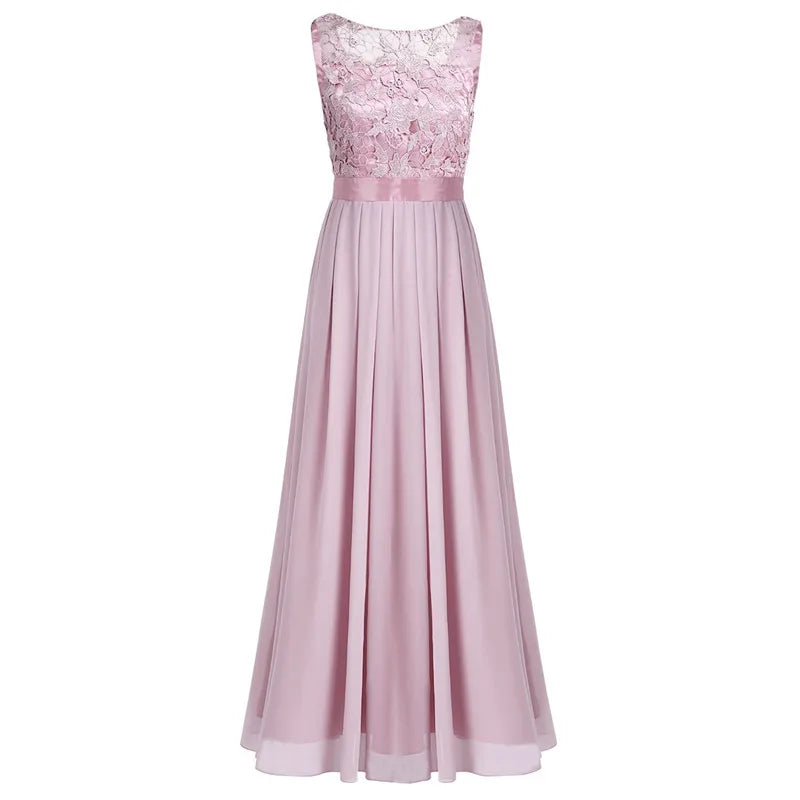 Wedding Party Dress Women Ladies Vestido De Fiesta Lace Embroidered Chiffon Bridesmaid Dresse Vening Pageant Formal Long Dress