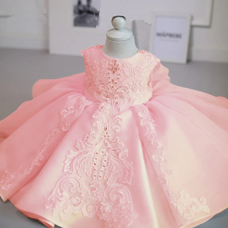 2024 Summer Baby Dress For Girls 1 Year Birthday Baptism Tutu Dresses Princess Toddler Girl Wedding  Party Dress Kids Clothes