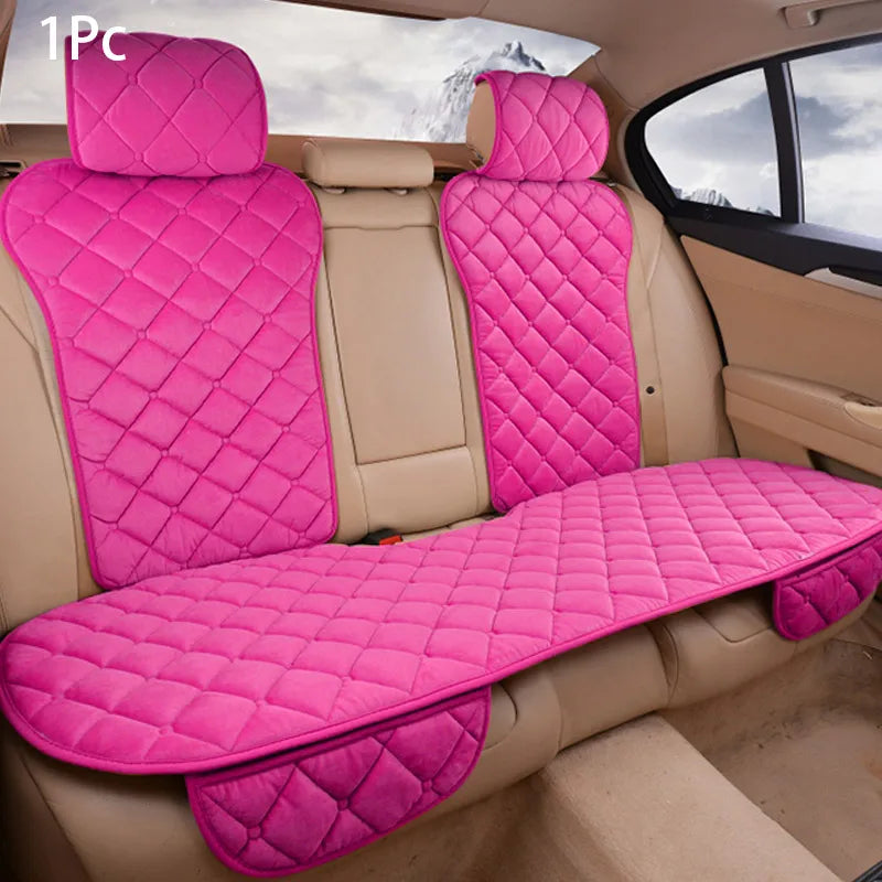 SEAMETAL Pink Car Seat Cover for Women Winter Warm Plush Vehicle Seat Cushion Anti-Slip Seat Protector Universal for Suv Sedan