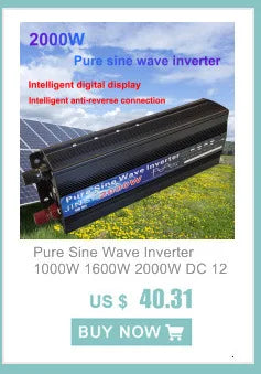 Pure Sine Wave Inverter 1000W 1600W 2000W DC 12V / 24V AC 110V 220V 50Hz 60Hz Power Inverter Home Car Converter Solar Energy