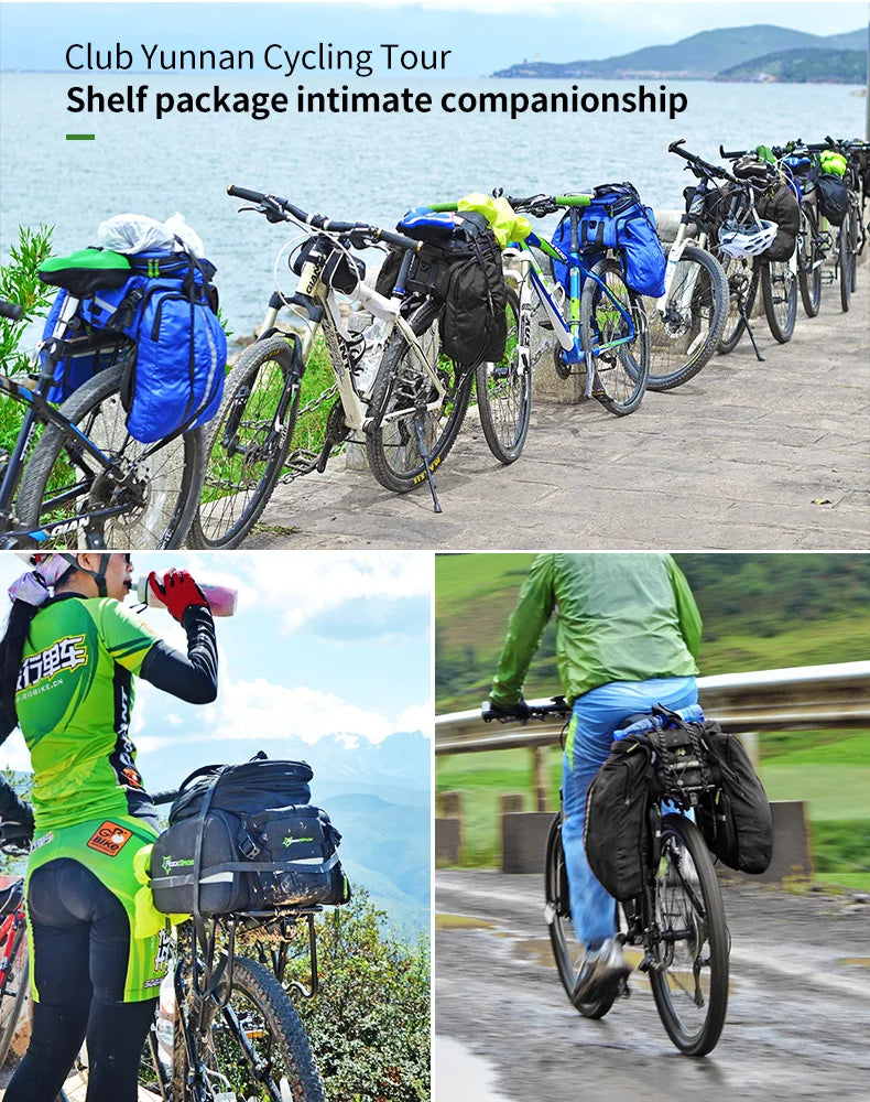ROCKBROS Bicycle Seat Bags Cycling Rear Backpack Trunk MTB Cycle Travel Bag Large Capacity Outsdoor Sport Bike Pannier Package