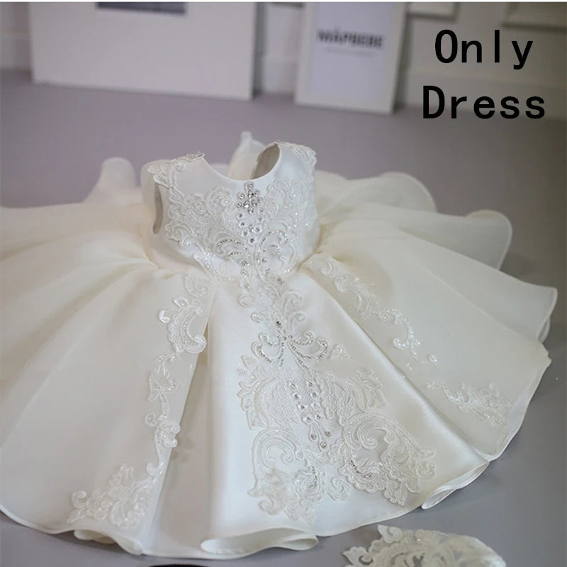 2024 Summer Baby Dress For Girls 1 Year Birthday Baptism Tutu Dresses Princess Toddler Girl Wedding  Party Dress Kids Clothes