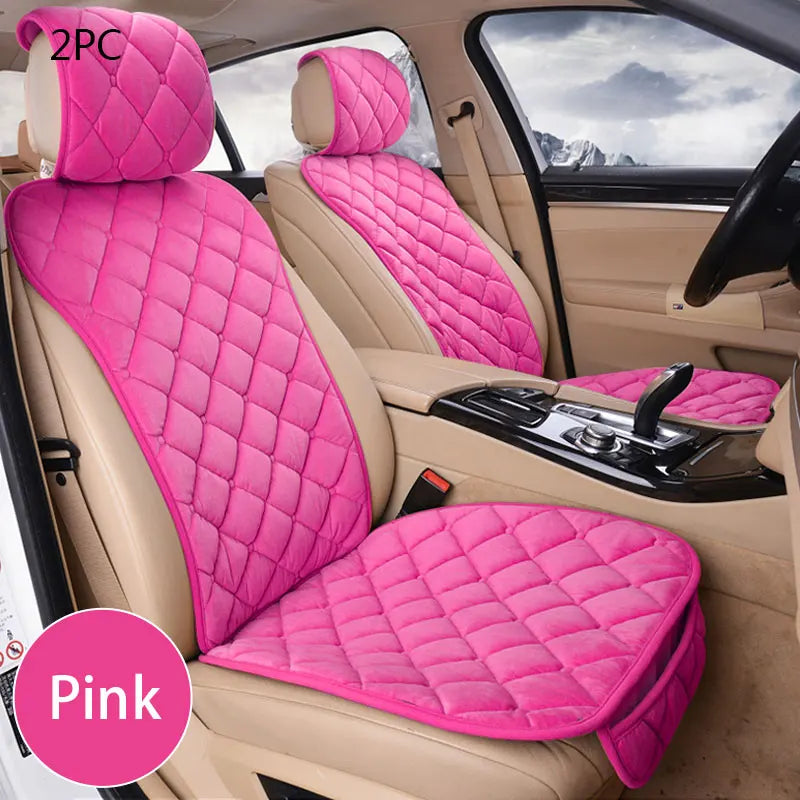 SEAMETAL Pink Car Seat Cover for Women Winter Warm Plush Vehicle Seat Cushion Anti-Slip Seat Protector Universal for Suv Sedan