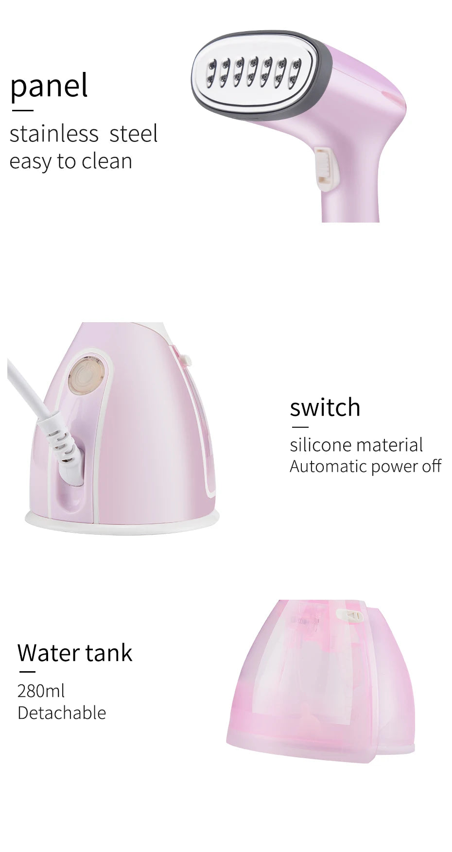 saengQ Handheld Garment Steamer 1500W Electric Household Fabric Steam Iron 280ml Portable Vertical Fast-Heat For Clothes Ironing