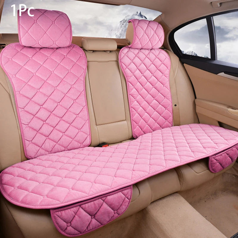 SEAMETAL Pink Car Seat Cover for Women Winter Warm Plush Vehicle Seat Cushion Anti-Slip Seat Protector Universal for Suv Sedan