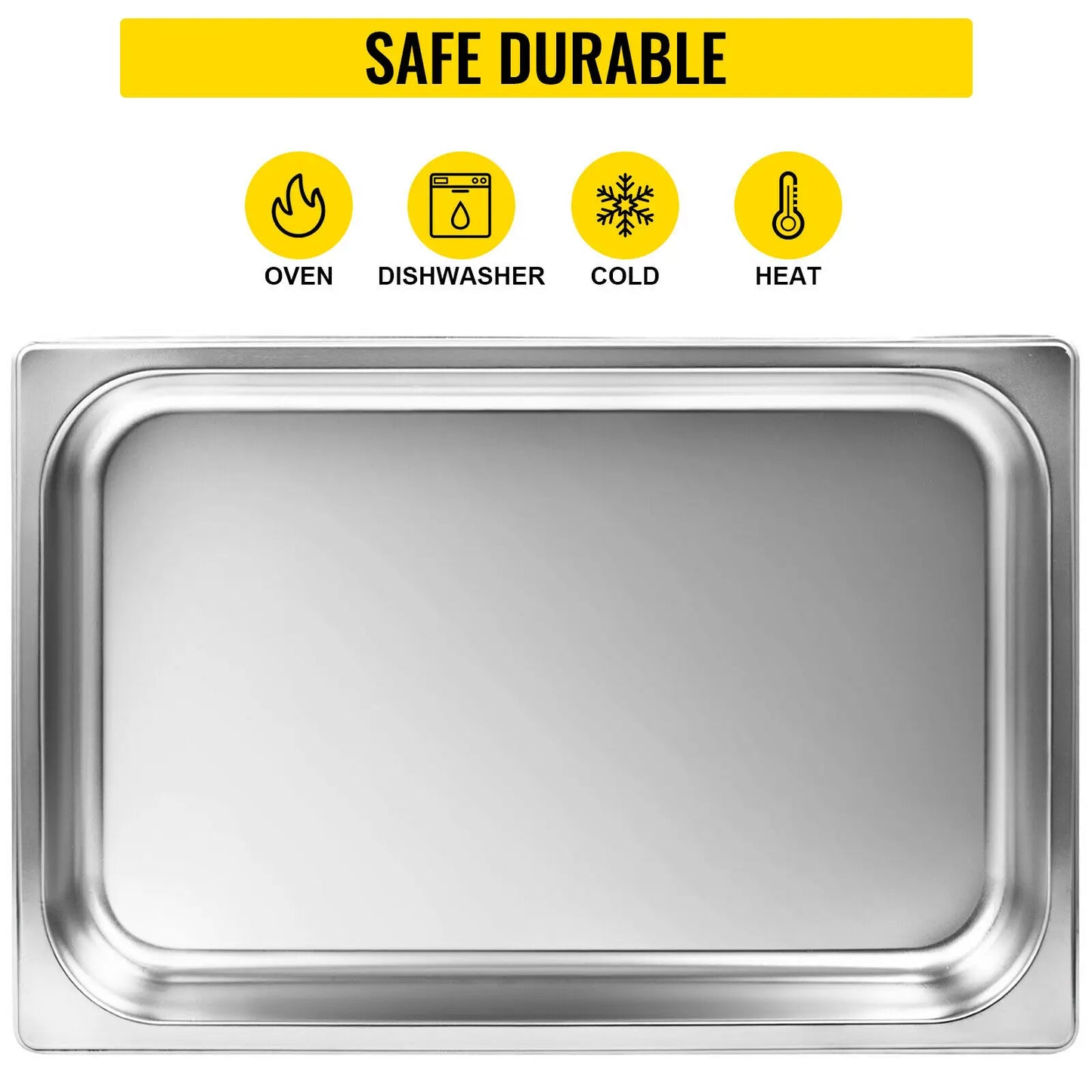 SucceBuyBuffet Chafing Dishes 8.5L-20L Gastronorm Pans Steam Table Pans Tray Stainless Steel Food Container for Party BBQ Baking