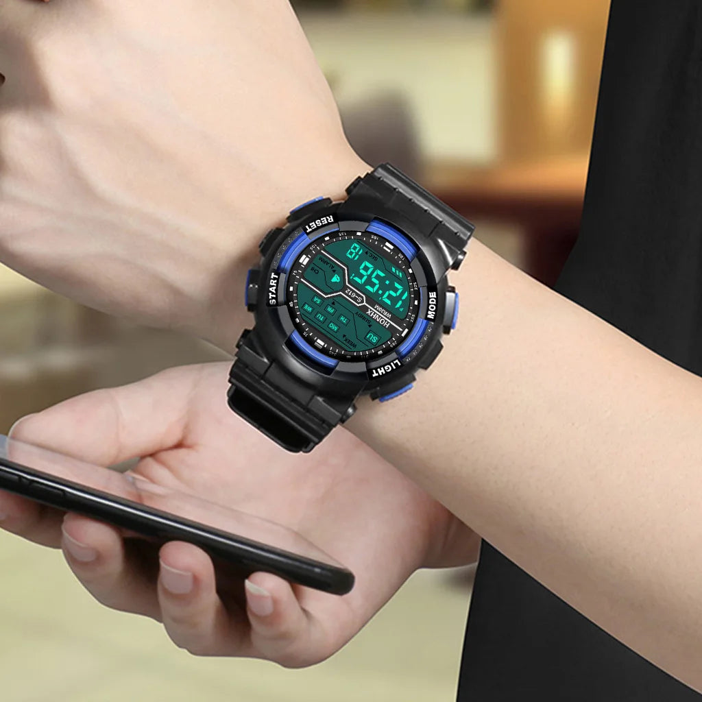 YIKAZE Men's Digital Electronic Watch Sports Glow 55mm Large Dial Student Outdoor Adventure Trend Multifunctional Watches Clock