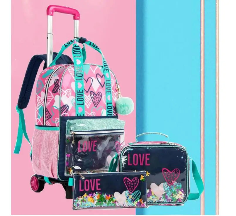 School Wheeled backpack Bag School bag with wheels Trolley Satchel bag Kids School Rolling backpack for girls School Trolley Bag