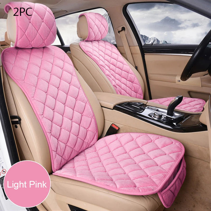 SEAMETAL Pink Car Seat Cover for Women Winter Warm Plush Vehicle Seat Cushion Anti-Slip Seat Protector Universal for Suv Sedan