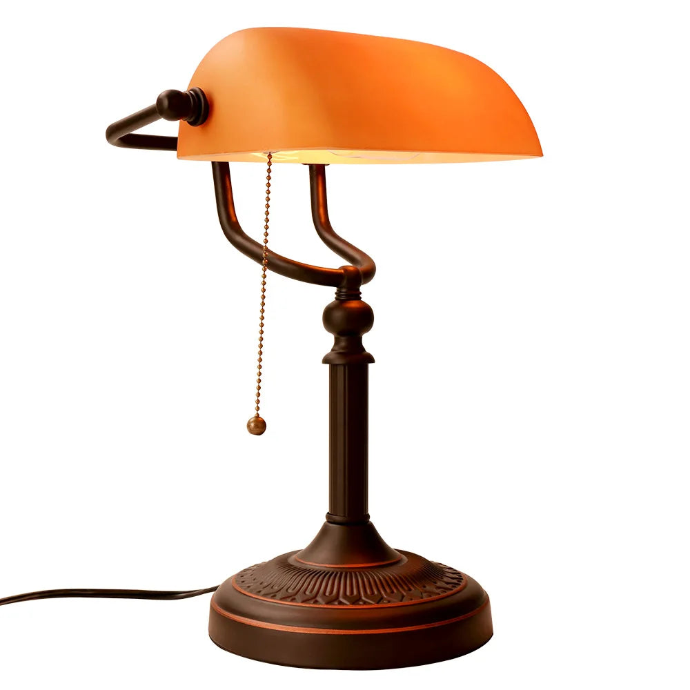 Vintage glass banker‘s lamp zipper switch desk lamp bedroom home stuy restaurant library office light night lamp