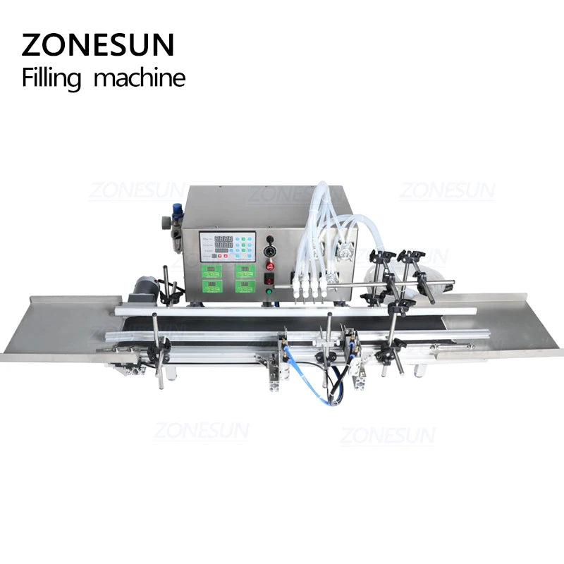 ZONESUN Automatic Desktop CNC Peristaltic Pump Liquid Filling Machine With Conveyor for Perfume Filling Machine Water Filler