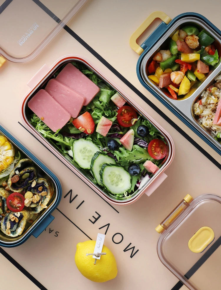 304 Stainless Steel Thermal Lunch Box Office Worker Bento Box Single/Double Layer Student Children Food Storage Container Store