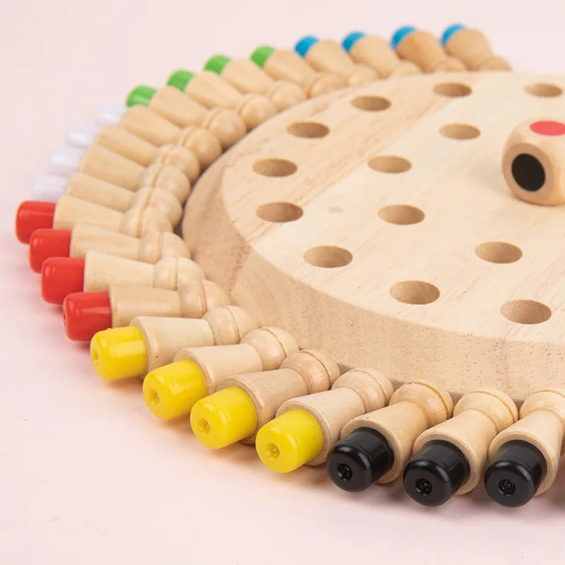 Wooden Memory Match Stick Chess Color Game Board Puzzles Montessori Educational Toy Cognitive Ability Learning Toys For Children