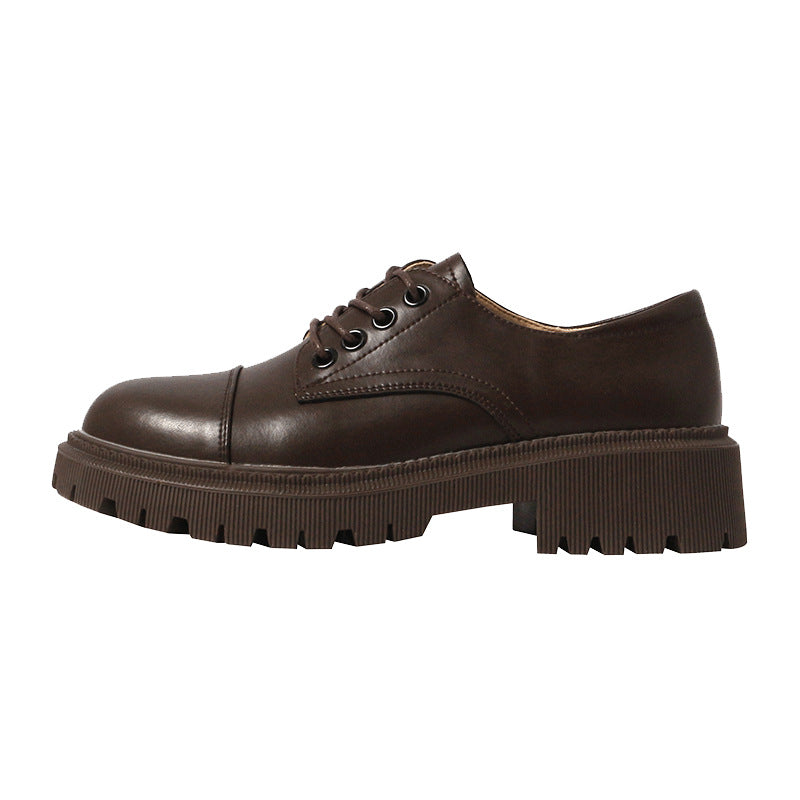 Platform Heel Platform Leather Shoes Women - Belvar