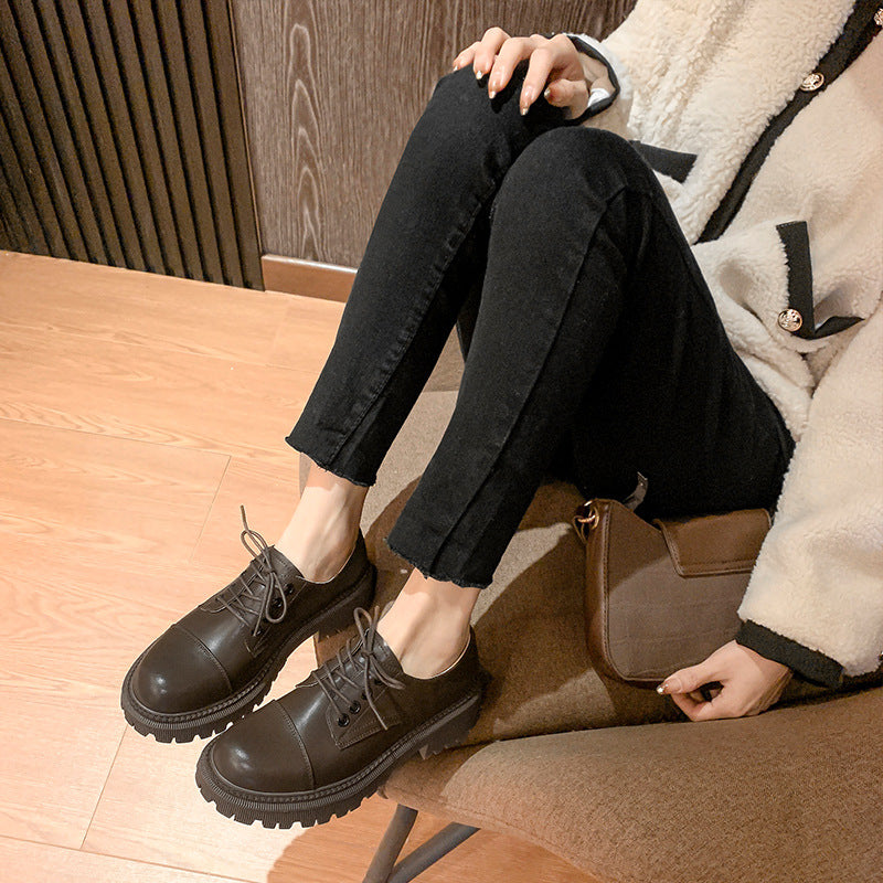 Platform Heel Platform Leather Shoes Women - Belvar