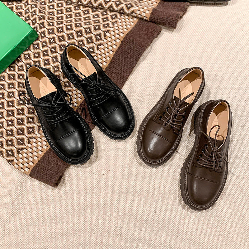 Platform Heel Platform Leather Shoes Women - Belvar