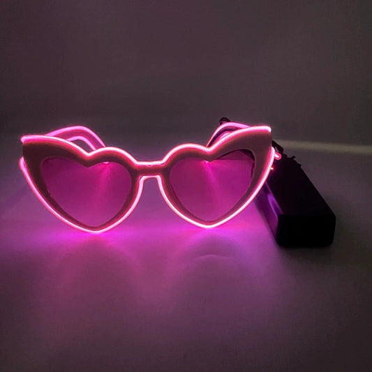Retro LED Flashing Women Sunglasses Bachelorete Party Decoration Wedding Pink Heart Glasses Bride to be Valentine's day Props