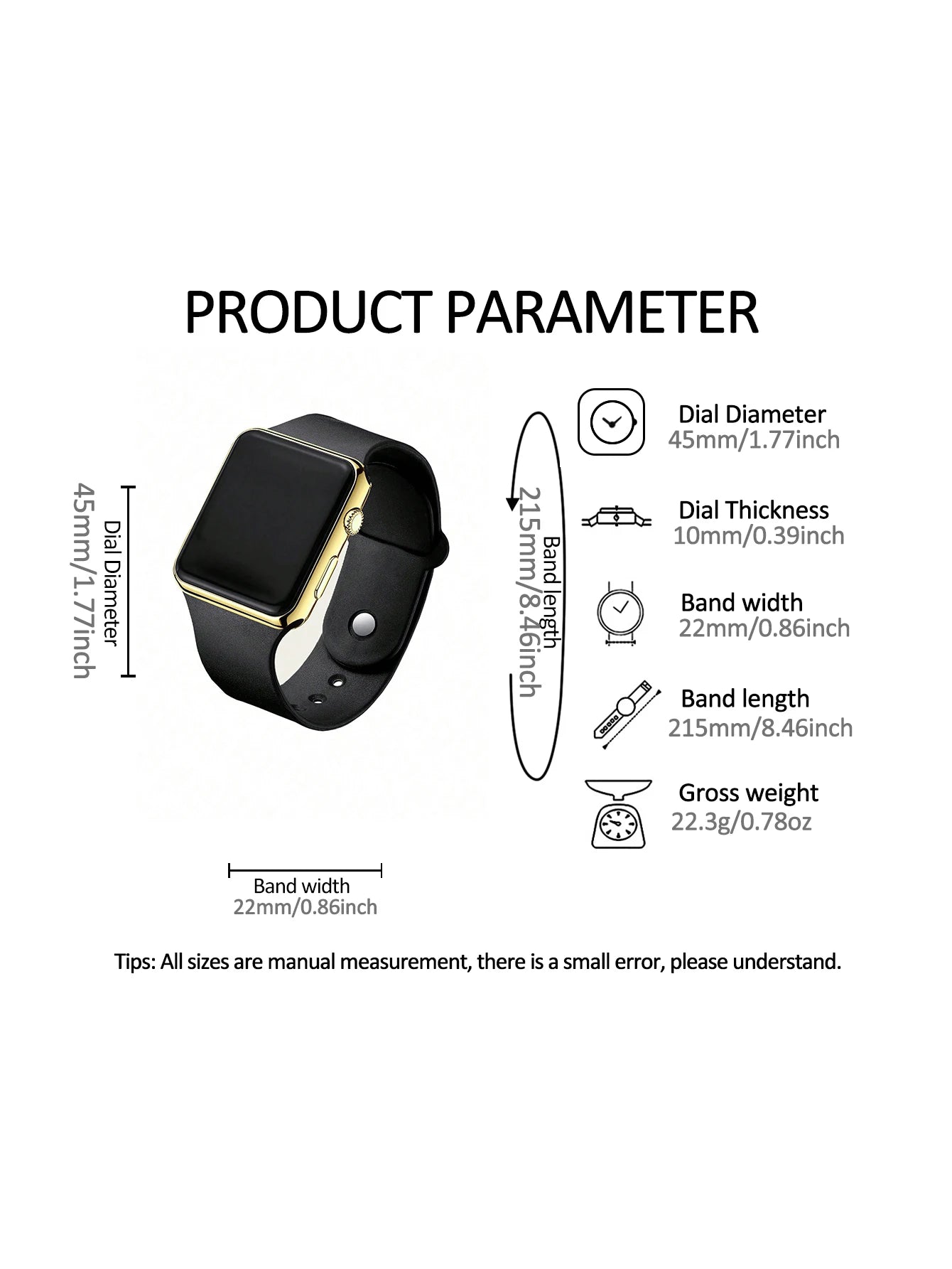 2 stylish simple rectangular silicone men's electronic watch travel all birthday gifts