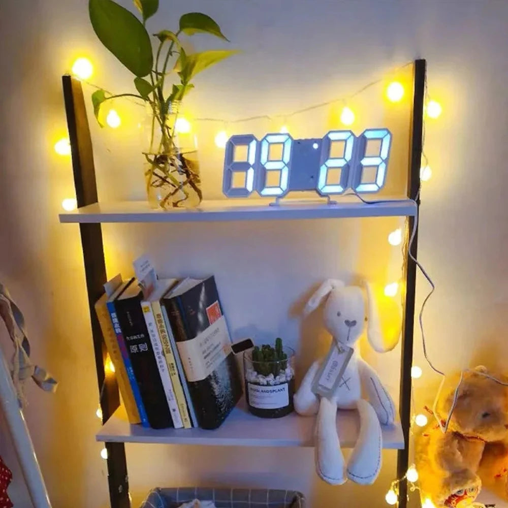 3D LED Digital Clock Luminous Fashion Wall Clock Multifunctional Creative USB Plug in Electronic Clock Home Decoration