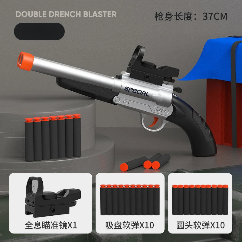 Toy Gun S686 Rifle Double Barreled Airsoft Launcher Dual Soft Bullets Outdoor Sports Game Pistola Shot Gun Weapon for Kids Gift