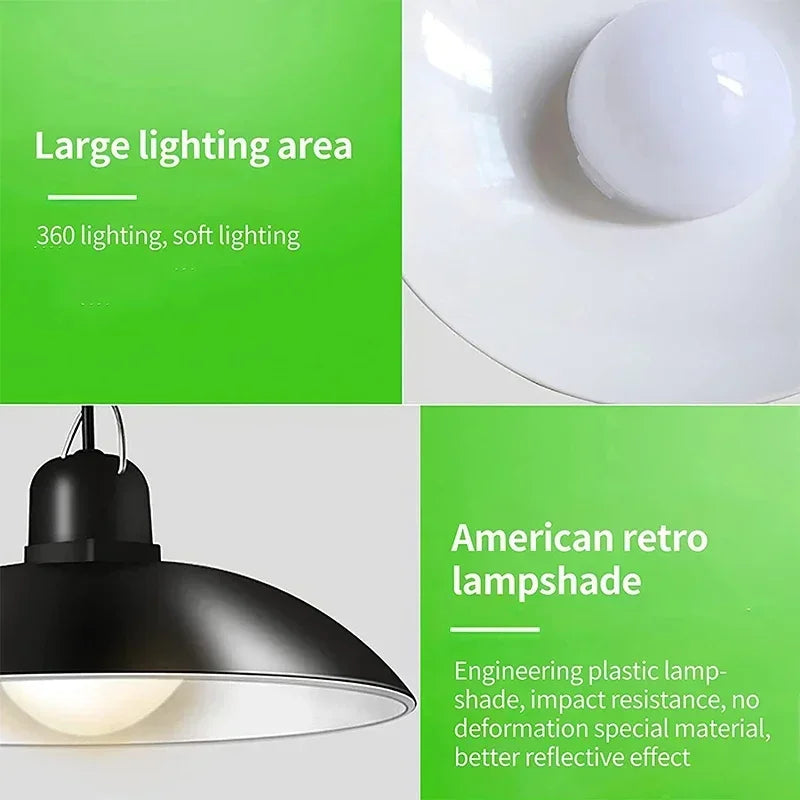 Solar Pendant Light Outdoor Waterproof LED Lamp Double-head Chandelier Decorations with Remote Control for Indoor Shed Barn Room