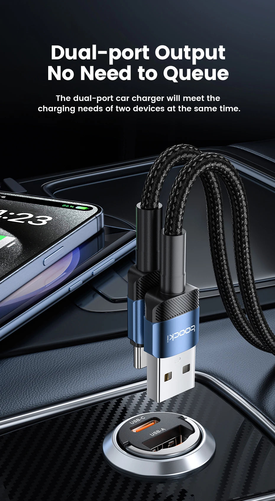Toocki 45W Car Charger Fast Charging PPS 33W USB Type C Fast Charging For iPhone 15 14 13 12 Pro Huawei Samsung S23 Xiaomi 13 12