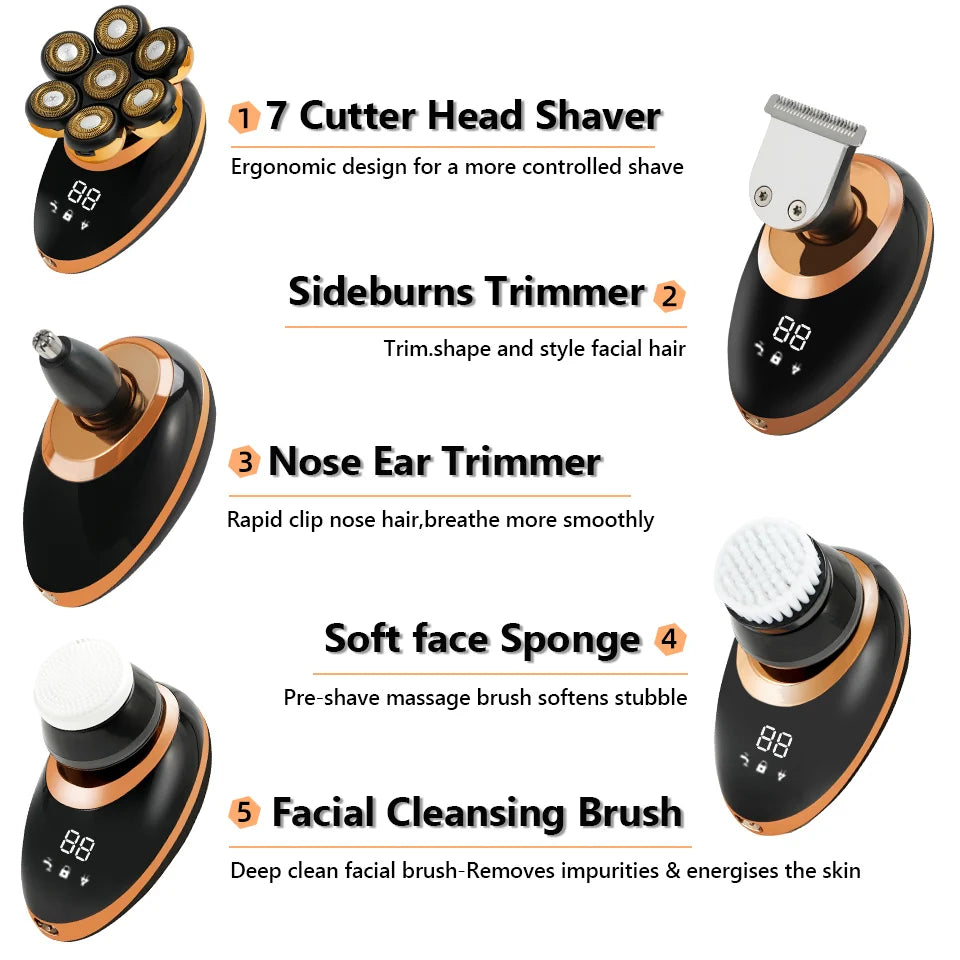 2025 7-Head Electric Shaver USB Dharging Stainless Steel Blades Men's Quick Shaving Beard Trimmer Hair Trimmer As A Gift For Men