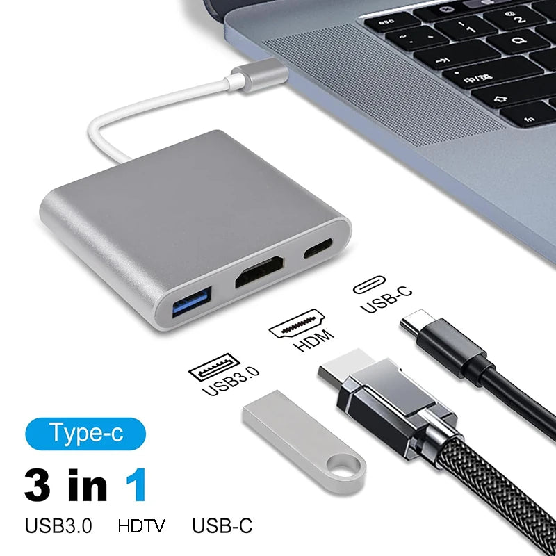 3 IN 1 USB HUB Male To Femal HDMI-compatible Adapter for PC Laptop Macbook USB 3.1 Type-C To USB 3.0 Charge Adapter Converter