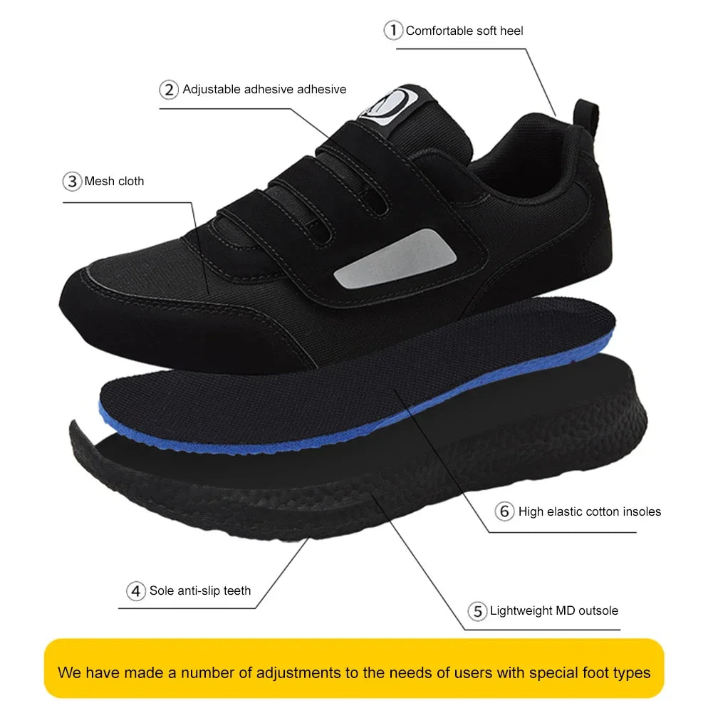 2025 Diabetic Shoes Slip-On Orthopedic Shoes Non-Slip Lightweight Edema Sneakers Hook and Loop Sneakers for Plantar Fasciitis