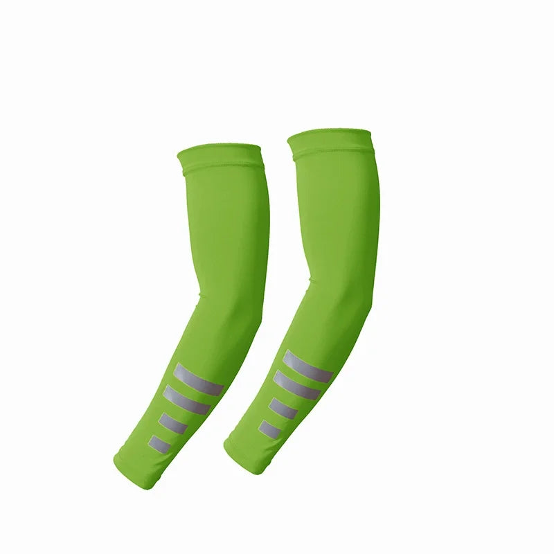 2Pcs Summer Outdoor Sun Protection Arm Sleeves Quick-drying Breathable Night Running Cycling Reflective Ice Silk Sleeves