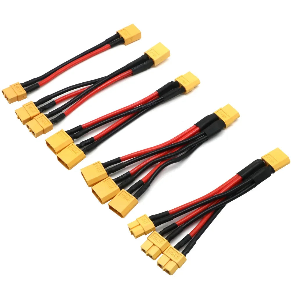 Silicon wire XT60 parallel battery connector male/female cable double extension Y splitter/RC battery motor with 3 way 14AWG