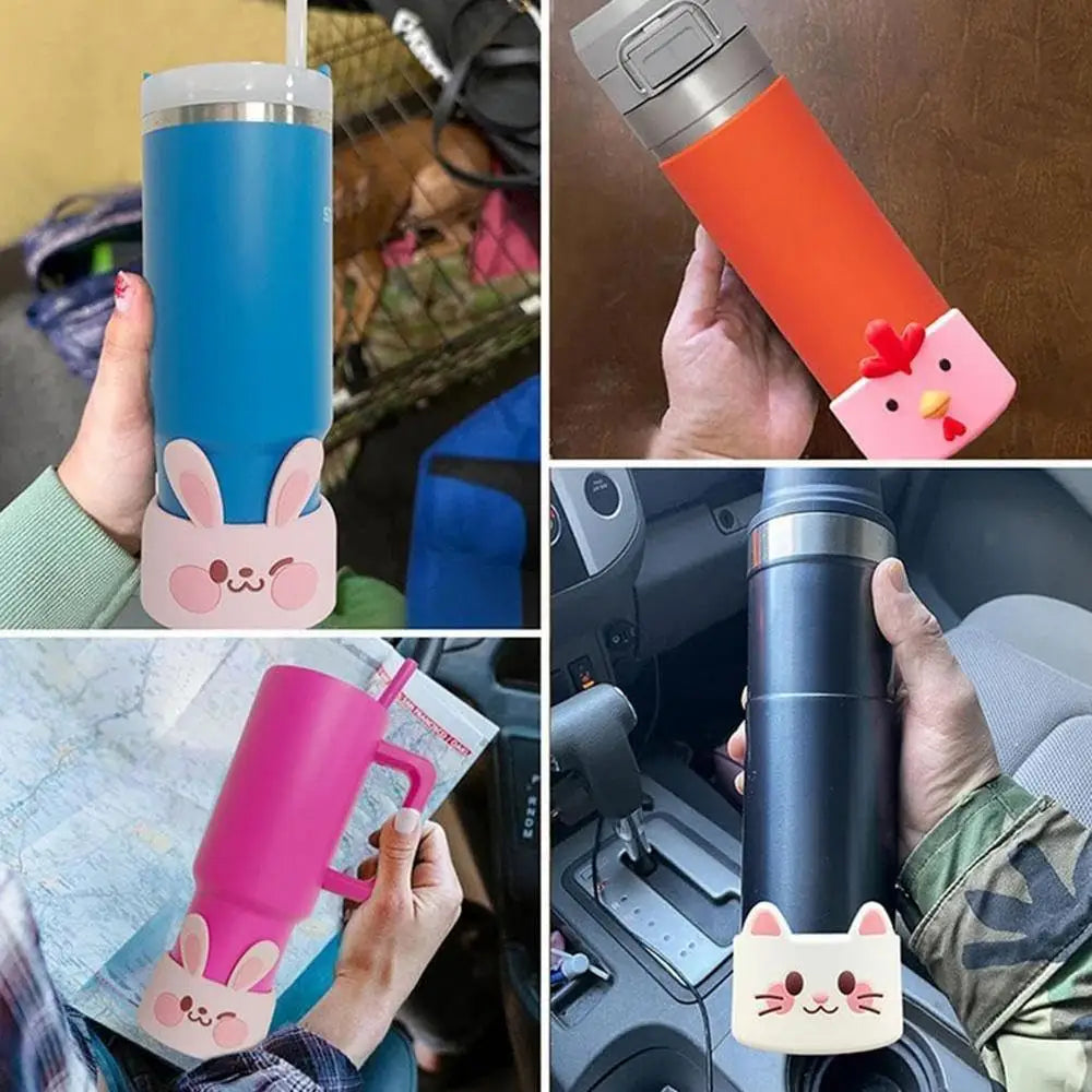 Silicone Bottle Bottom Sleeve Cup Accessory Cartoon Anti-Slip Water Bottle Pad Heat Insulation Sports Cup Cover for Tumbler