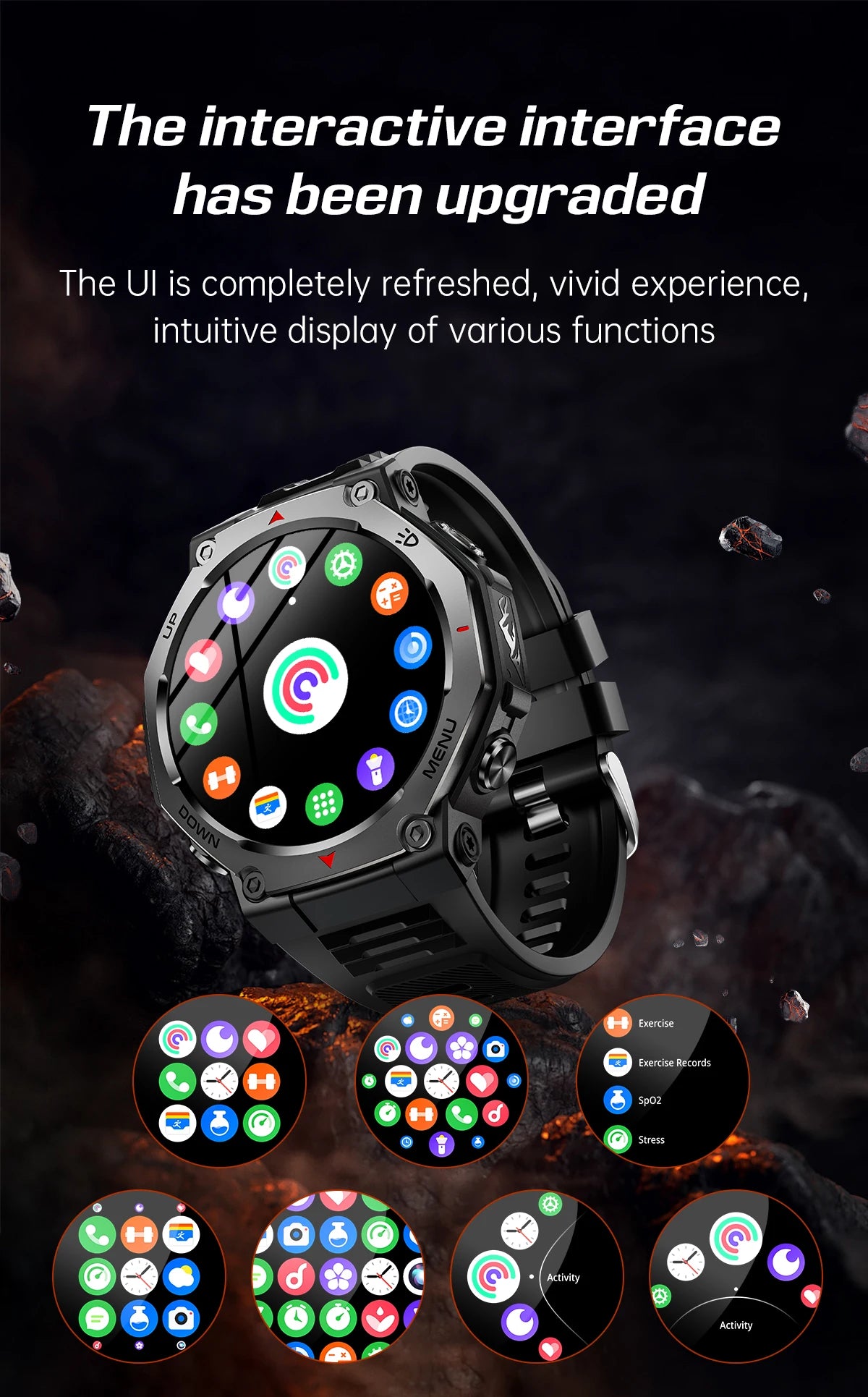 2025 New Military Smart Watch Flashlight/UV Light 5ATM Waterproof Sport Fitness Smartwatch Men Bluetooth Call for Xiaomi IOS