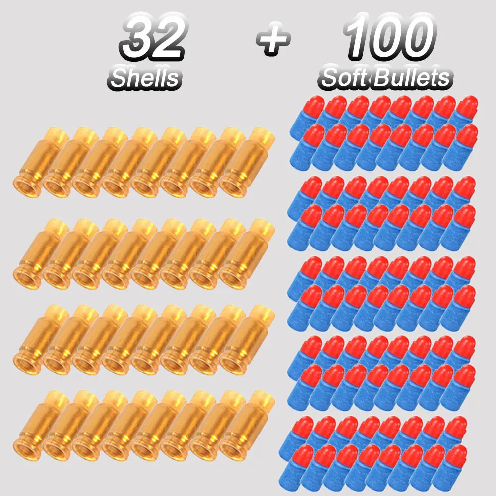 100 Soft Foam Bullets + 32 Shells For Glock Toy Gun Colt Pistol Shooting Games Kids Toys Dropship Shopify