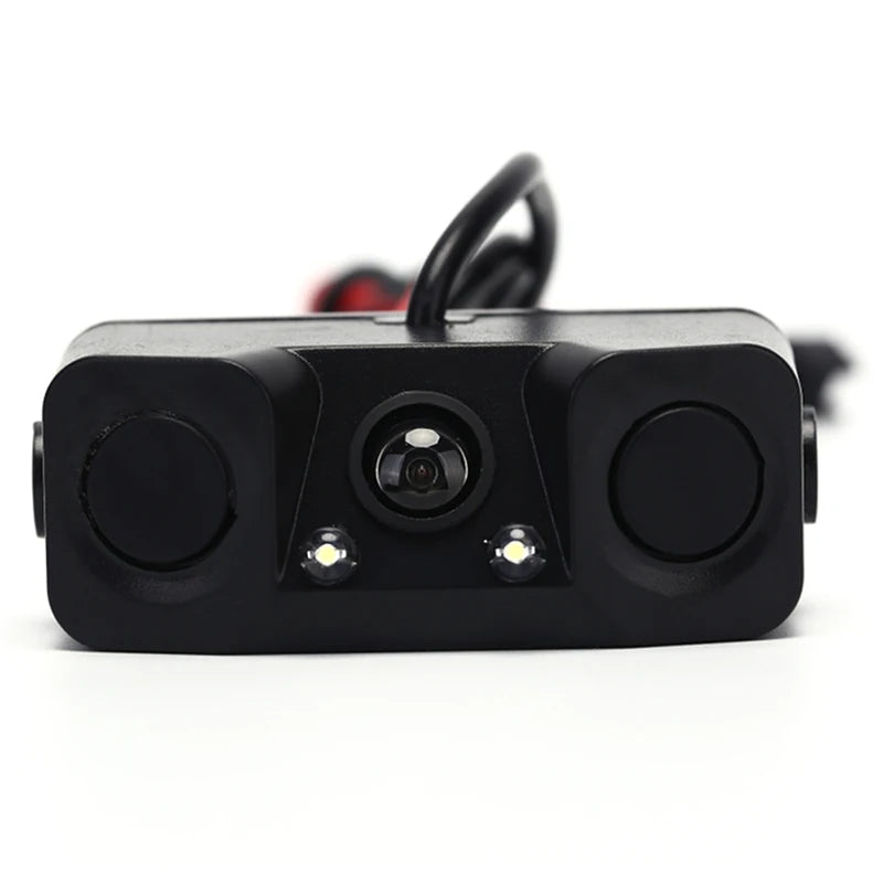 3 in 1 Car Parking Sensor Car Reverse Backup Rear View Camera with 2 Radar Detector Sensors Indicator Buzzer Alarm Car Camera