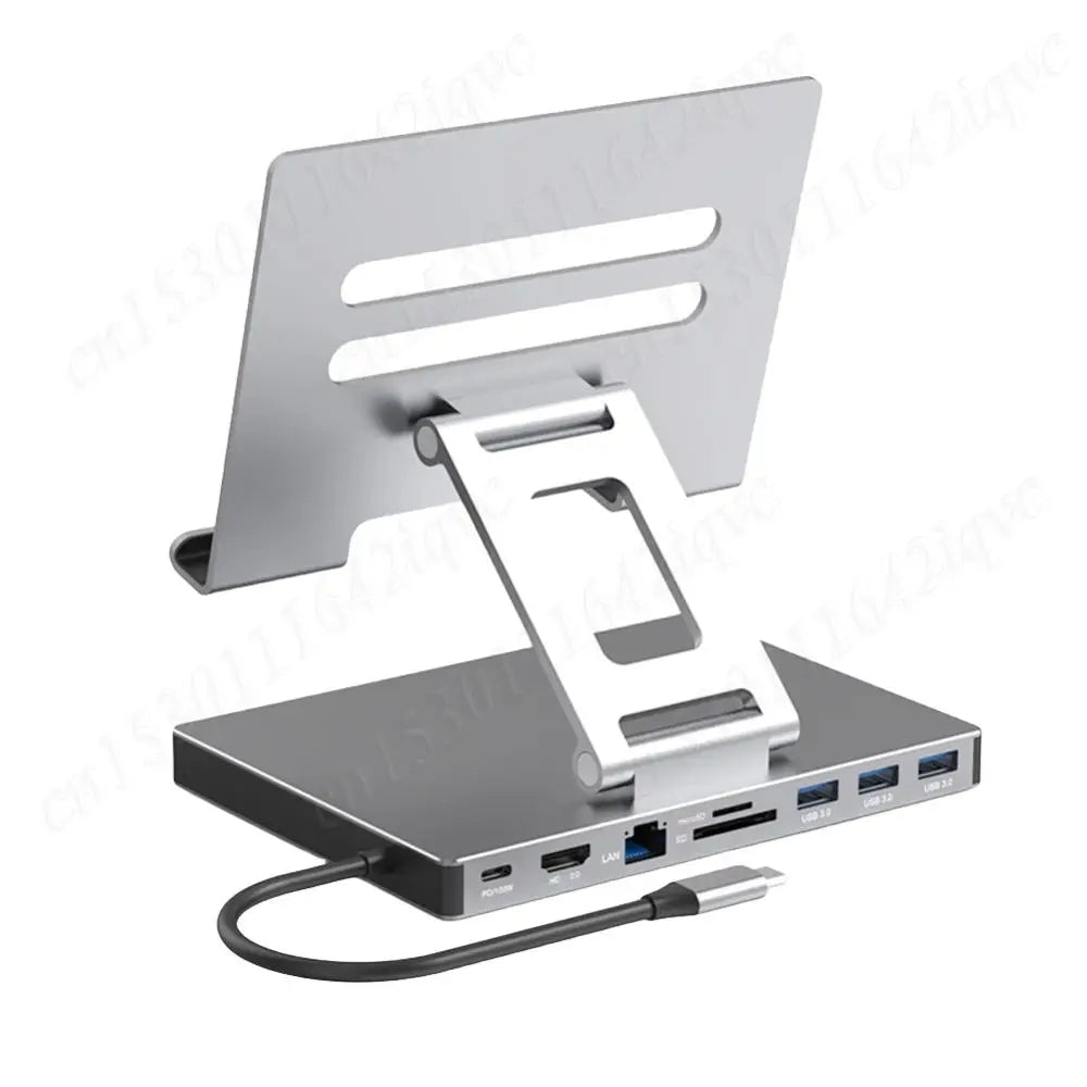 Type C Docking Station Aluminum Alloy USB C Docking Station Laptop Stand USB3.0 PD RJ45 USB Hub Adapter Dock for Laptop Tablet