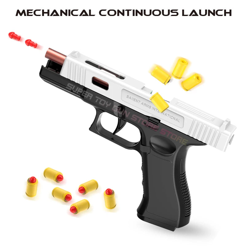 2025.G18 Toy Gun. Air Gun Pistol CS Shooting Weapon Toy Gun Automatic Shell Throwing Soft Bullet Toy Gun (Quick Disassembly)
