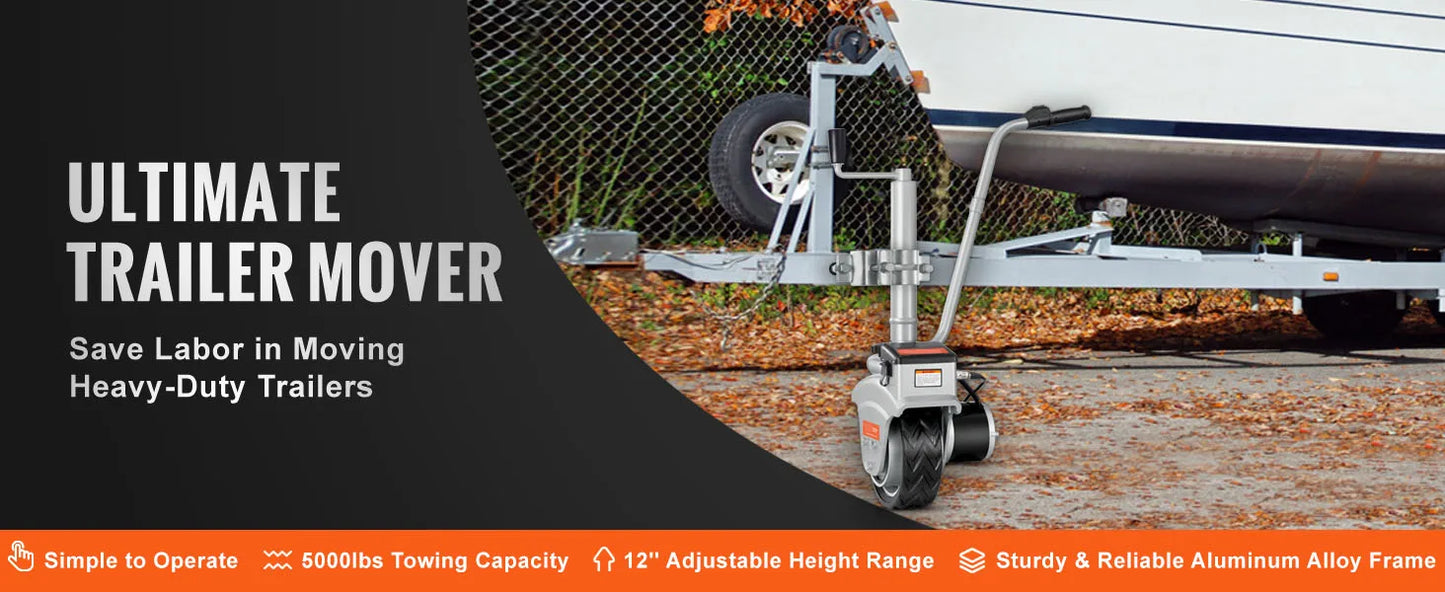 SucceBuy5000lbs Electric Trailer Dolly 12V Trailer Jockey Wheel with 22 ft/min Speed & Adjustable Height for Moving Caravan