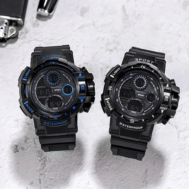 YIKAZE Men's Digital Electronic Watch Sports Glow 55mm Large Dial Student Outdoor Adventure Trend Multifunctional Watches Clock